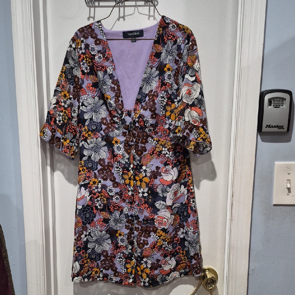 📚 Modcloth Multicolor Floral Mini Dress V Neck BOOK SALE!